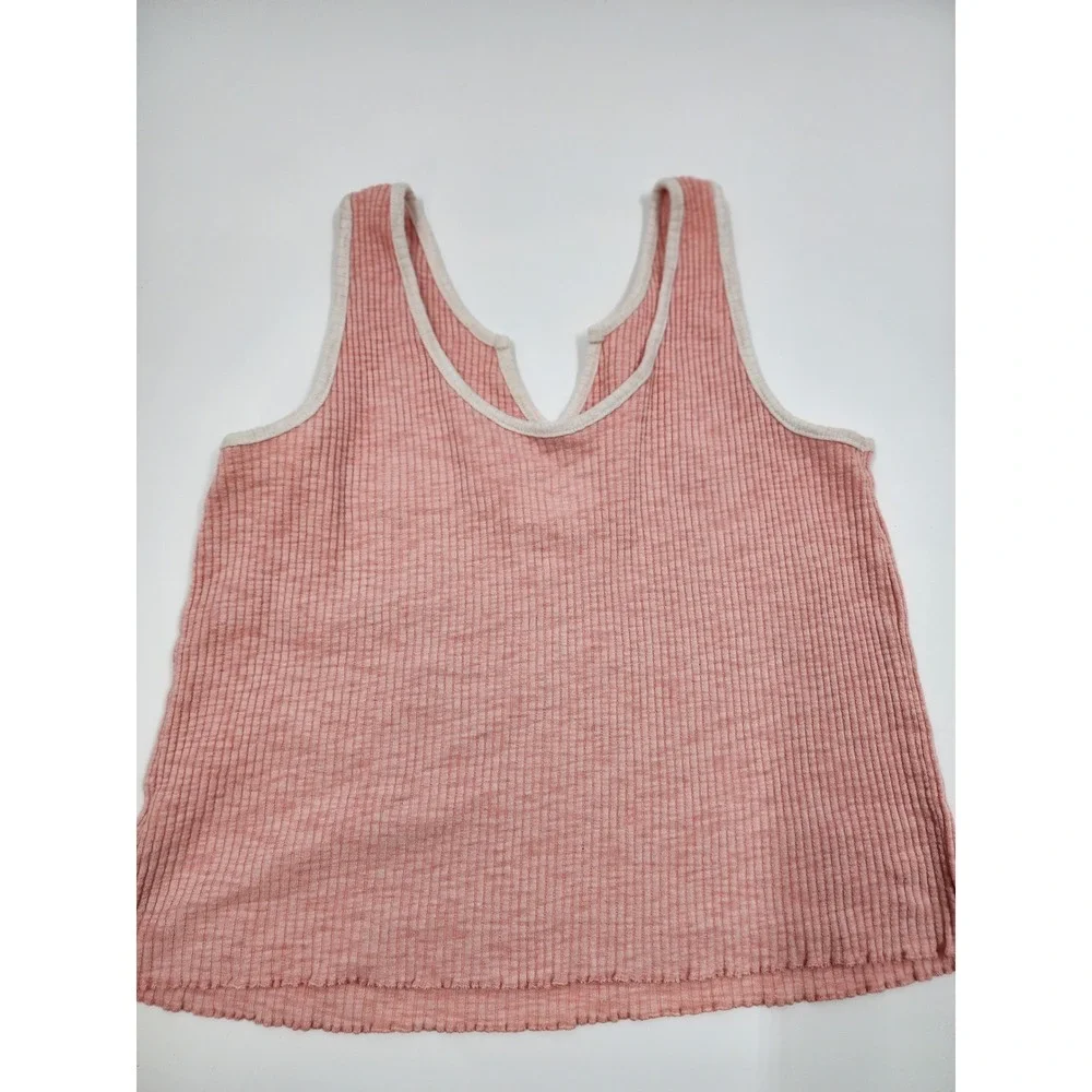 Justice Girls 2Pack Ribbed TankTops Pink Yellow Notched Neck Lettuce Hem L 12/14